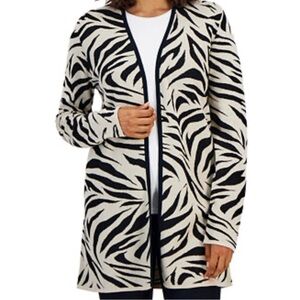 JM Collection Zarina Zebra Print Flyaway Cardigan Sweater